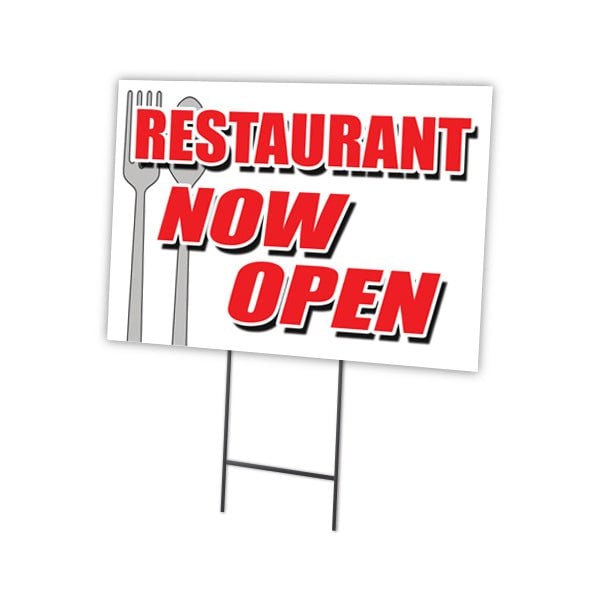 Restaurant Now Open Yard & Stake outdoor plastic coroplast window, C-1216-DS-Restaurant Now Open
